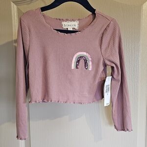 Btween Toddler Girls 4T Mauve Cropped Rainbow Long Sleeve Shirt NWT